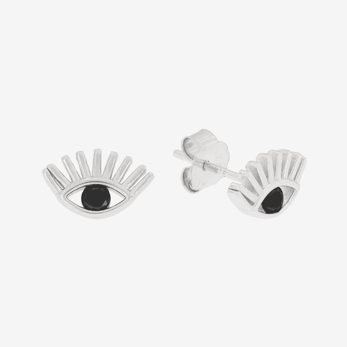 Pendientes de plata B&U Ojo de Horus con diseño de ojo y cristal negro - CPE0913-RD
