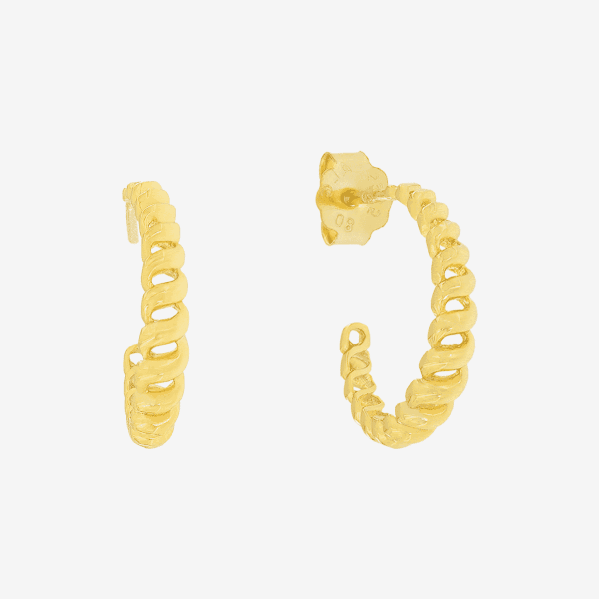 Aros de plata B&U Chain chapados en oro con diseño de cadena - CPA0336-DO