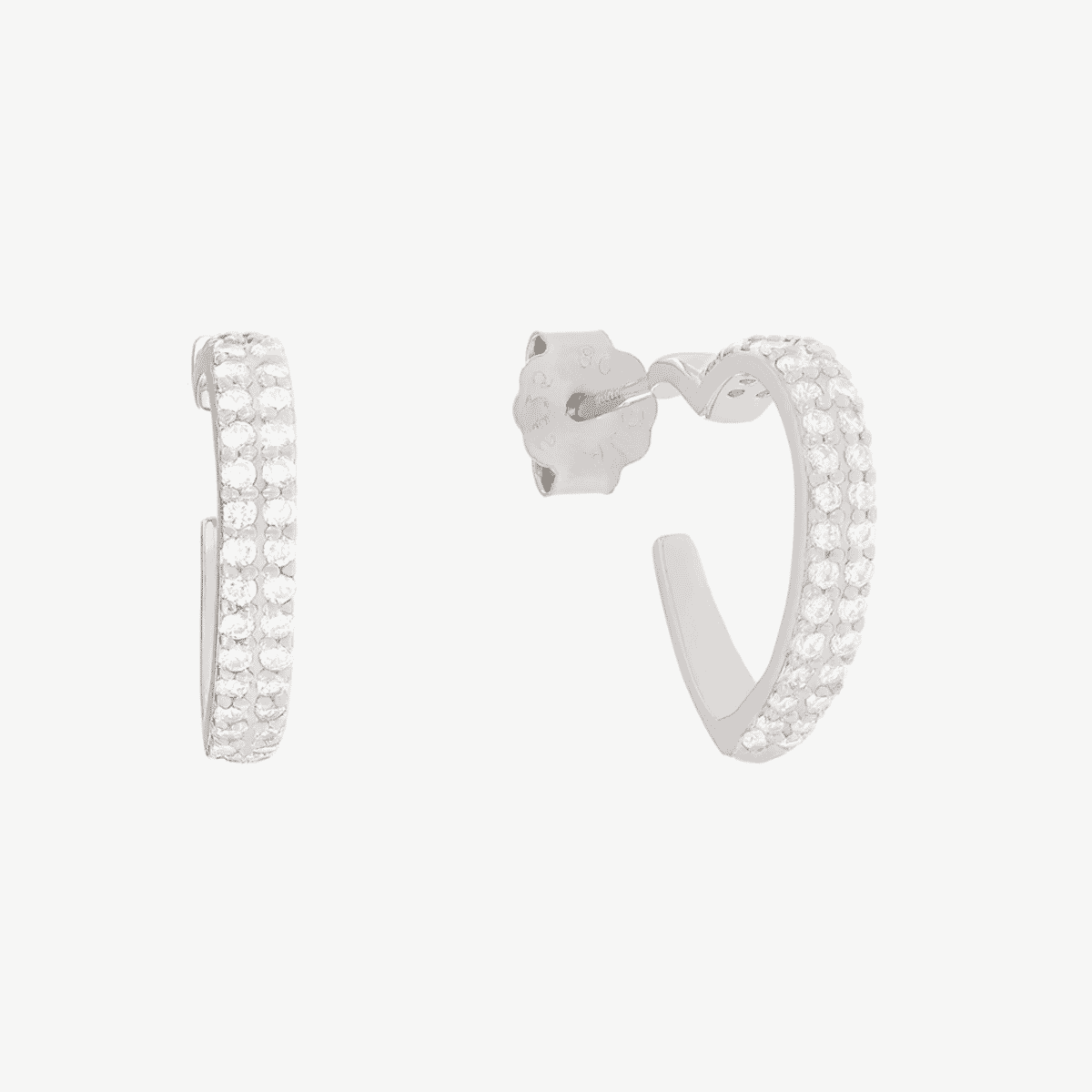Aros Love de B&U en plata, diseño de aro pequeño con cristales incrustados - CPE1156-RD-BL