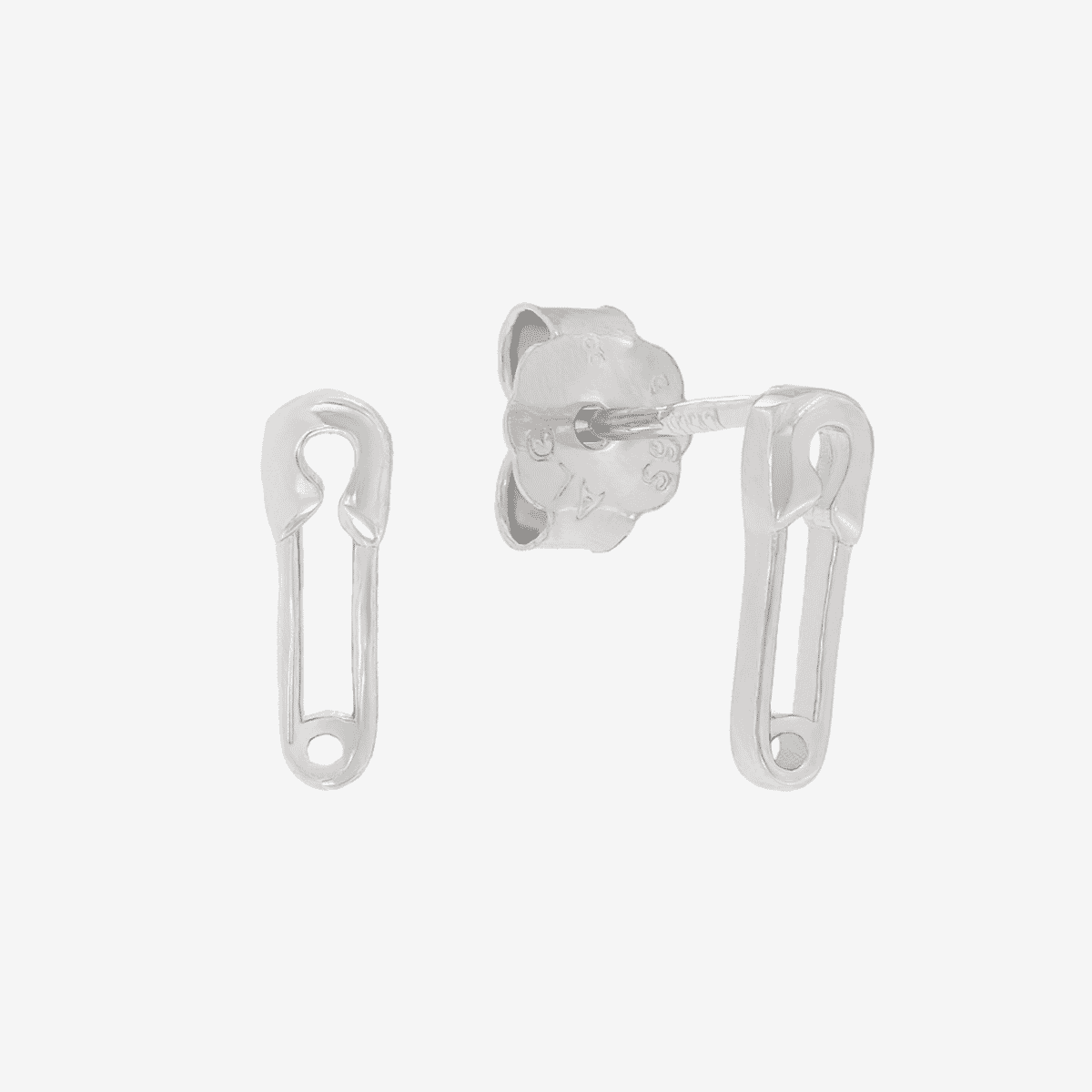 Pendientes B&U Needle de plata con forma de imperdible, vista lateral - CPE0918-RD