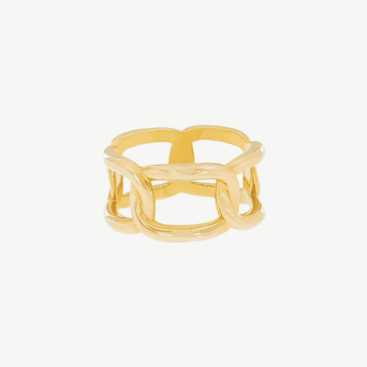 Anillo B&U Shackle chapado en oro con diseño de eslabones, vista lateral - 12HX1020