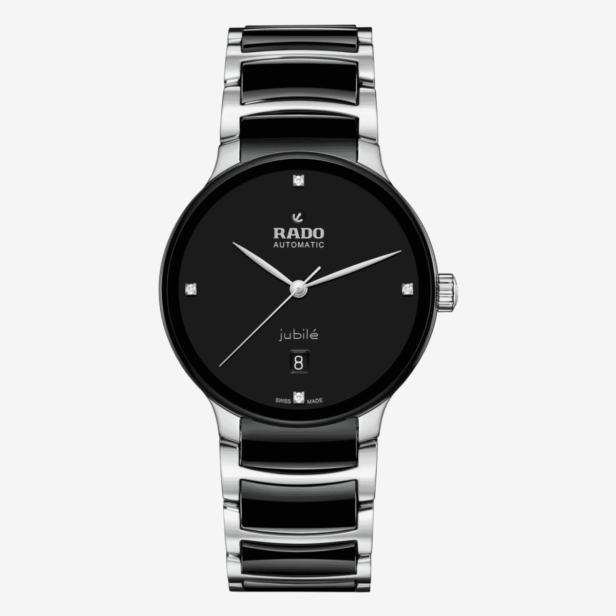 Reloj Rado Centrix Automático Diamonds con esfera negra y brazalete bicolor negro y plateado - R30018712