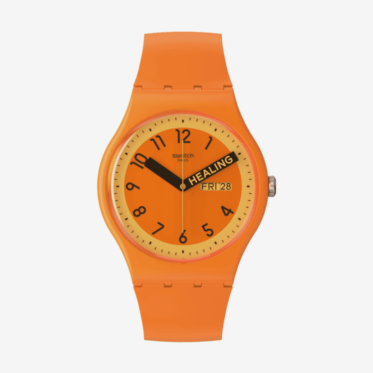 Reloj Swatch Proudly Orange con caja y correa en naranja brillante - SO29O700