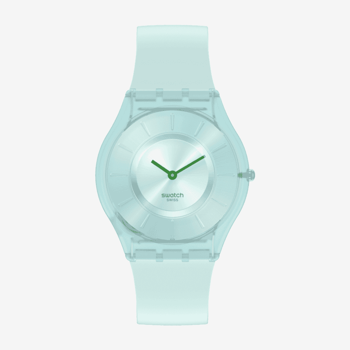 Vista frontal del Reloj Swatch Sweet Mint en color verde menta - SS08G100-S14