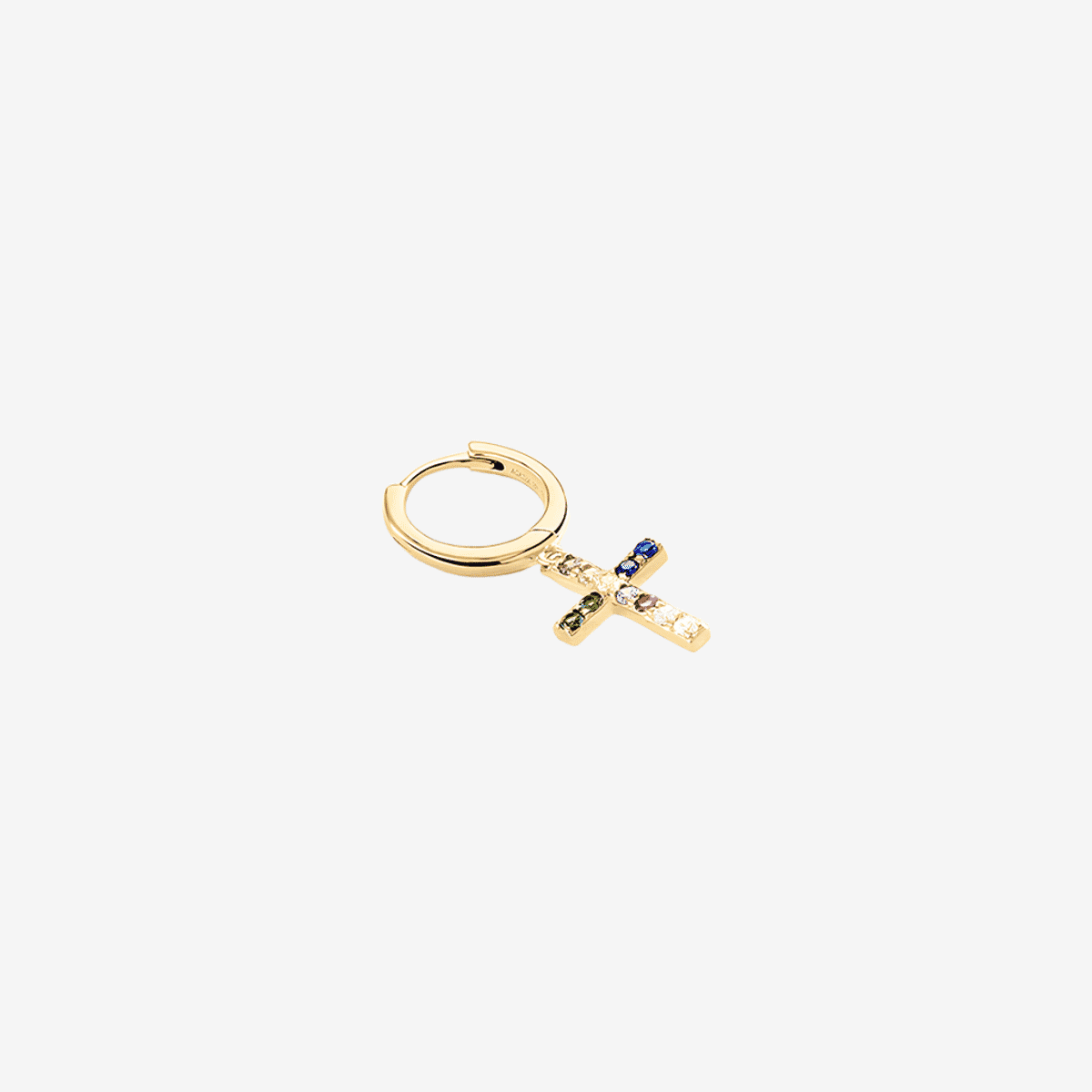 Piercing criolla cruz de Agatha Paris bañado en oro con detalles multicolor - 2390058-256-TU