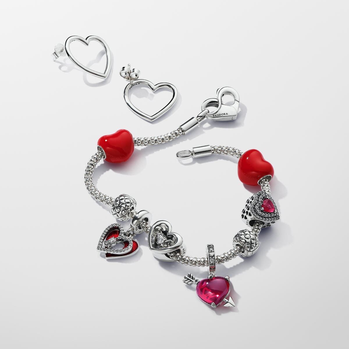 Charm Colgante Pandora de Cristal de Murano Corazón Rojo y Flecha ...
