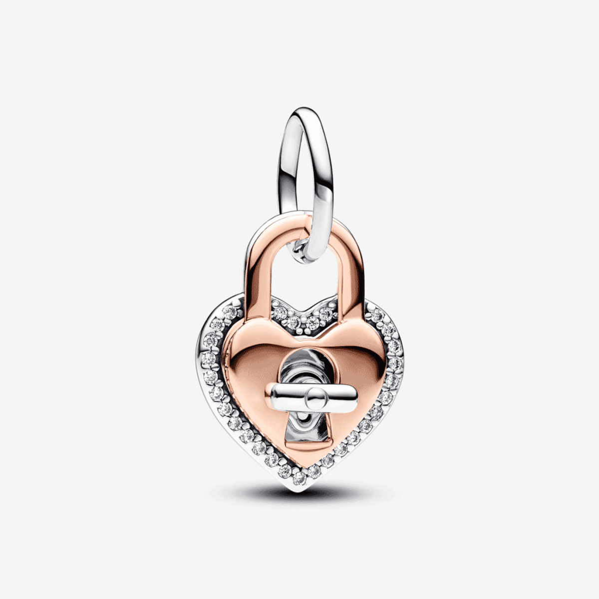 Charm colgante Pandora en plata de ley y oro rosa con diseño de candado en forma de corazón - 783079C01