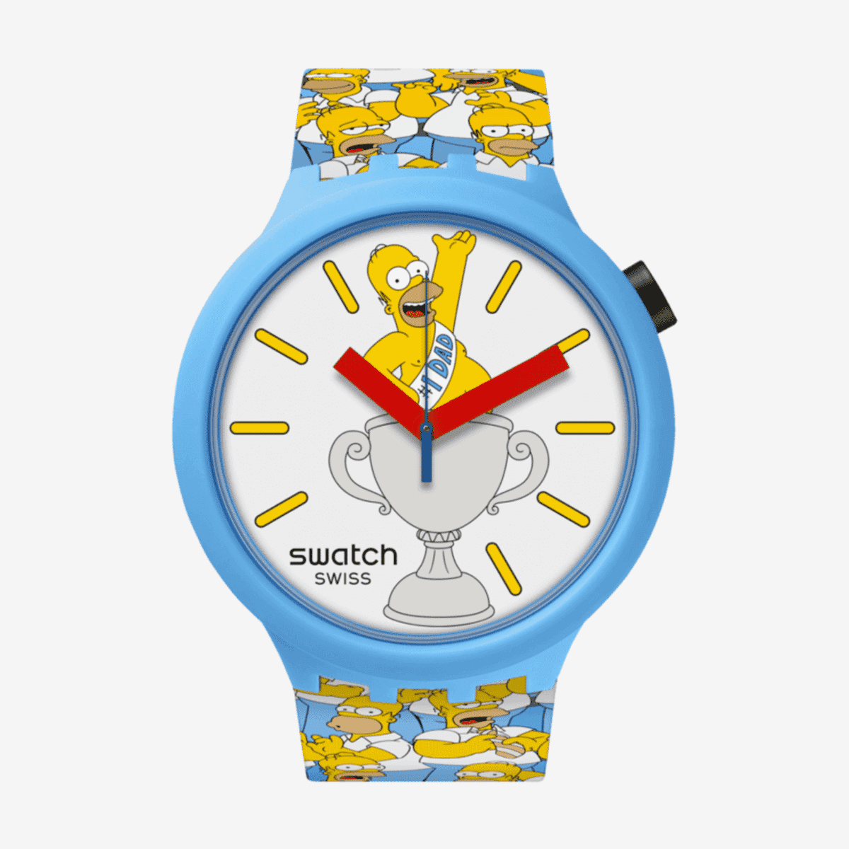 Reloj Swatch Best. Dad. Ever. con diseño especial Los Simpson y caja azul - SB05Z100