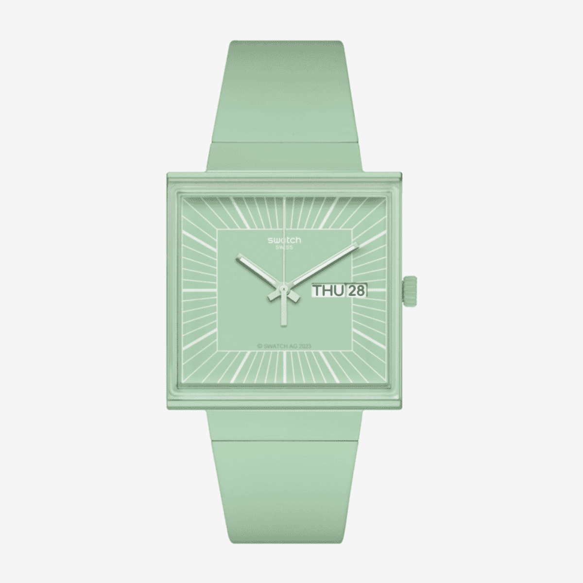 Reloj Swatch What If...mint? con caja cuadrada y correa verde menta - SO34G701