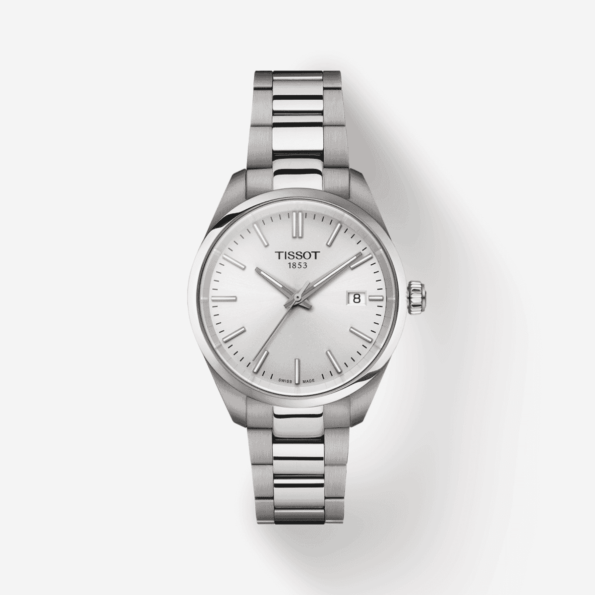 Reloj Tissot PR 100 con esfera plateada y brazalete de acero - T1502101103100