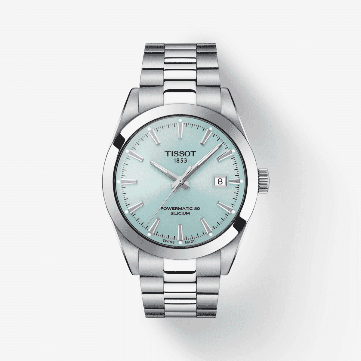 Reloj Tissot Gentleman Powermatic 80 con esfera aguamarina y brazalete de acero - T1274071135100