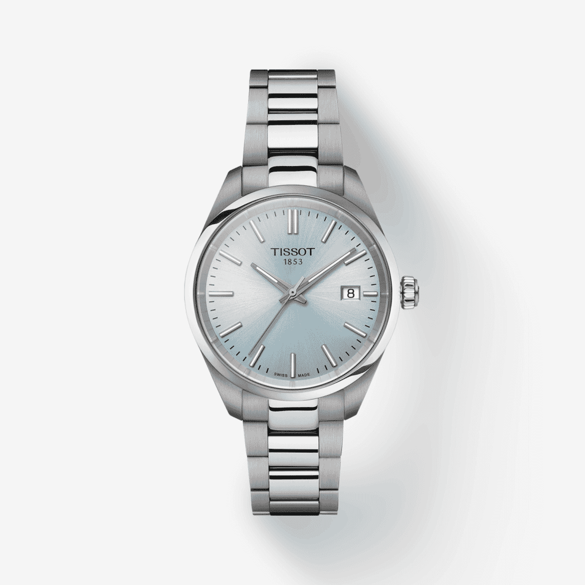 Reloj Tissot PR 100 34mm con esfera azul claro y brazalete de acero - T1502101135100