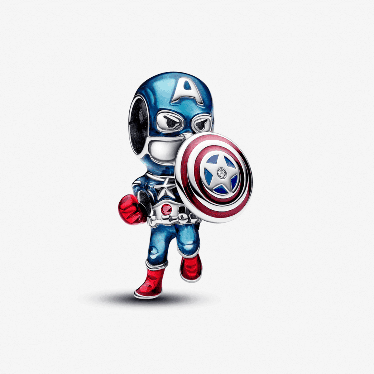 Charm Pandora Capitán América de Marvel en plata con detalles en azul y rojo - 793129C01