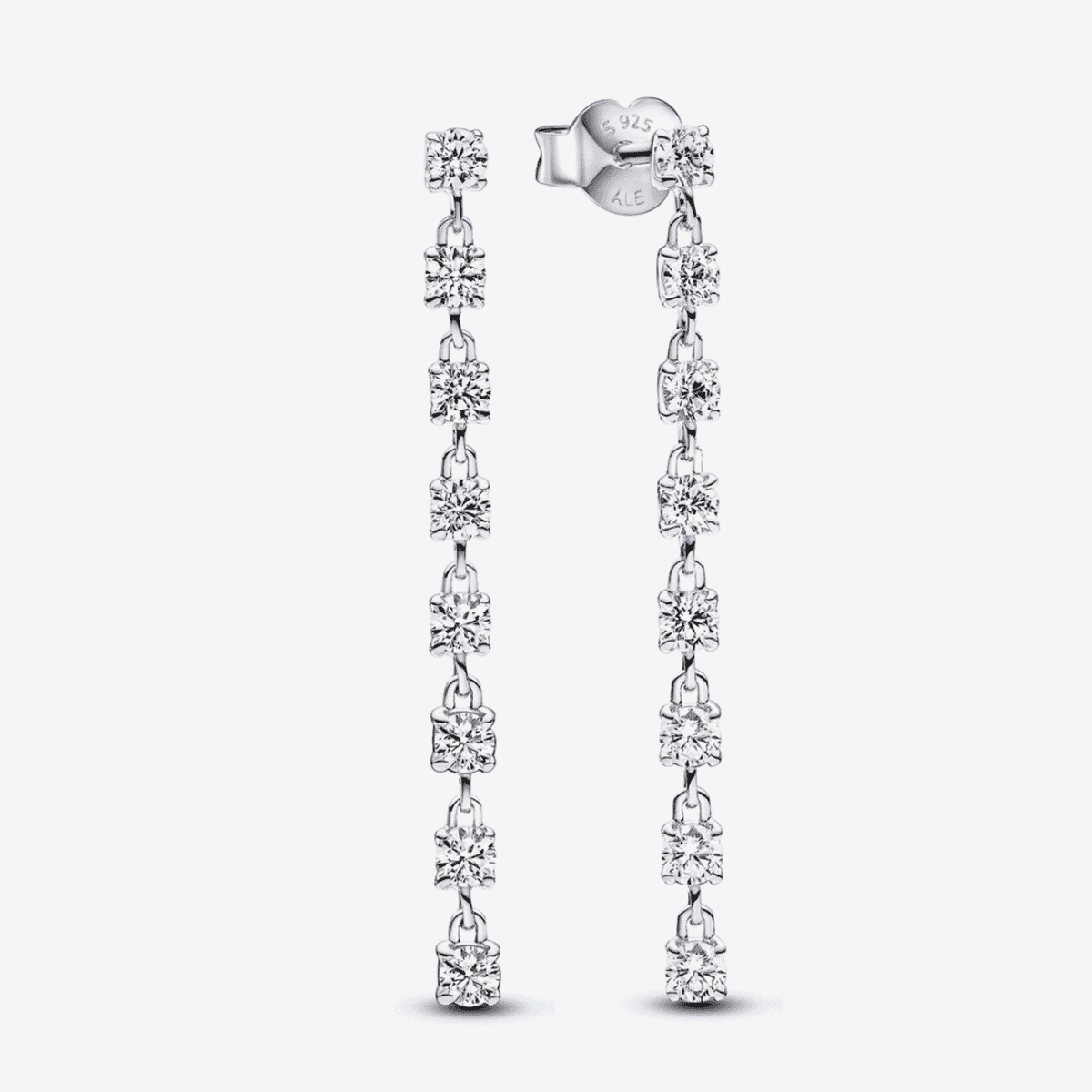 Pendientes colgantes Pandora en plata de ley con ocho gemas brillantes en cascada - 293159C01