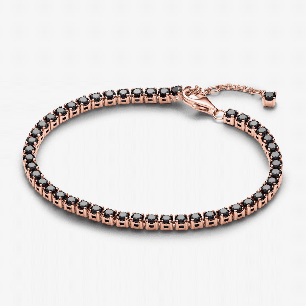 Pulsera Pandora Tenis Negra Brillante en acabado oro rosa con cristales negros - 581469C02