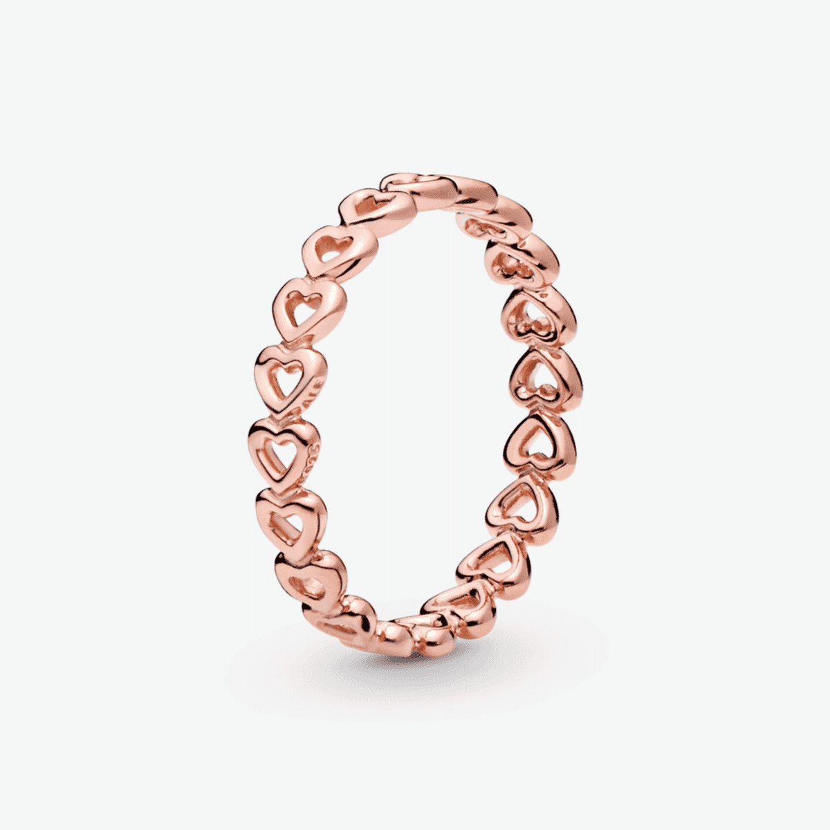 Alianza Pandora de Corazones en oro rosa de 14k con diseño de corazones continuos - 180177