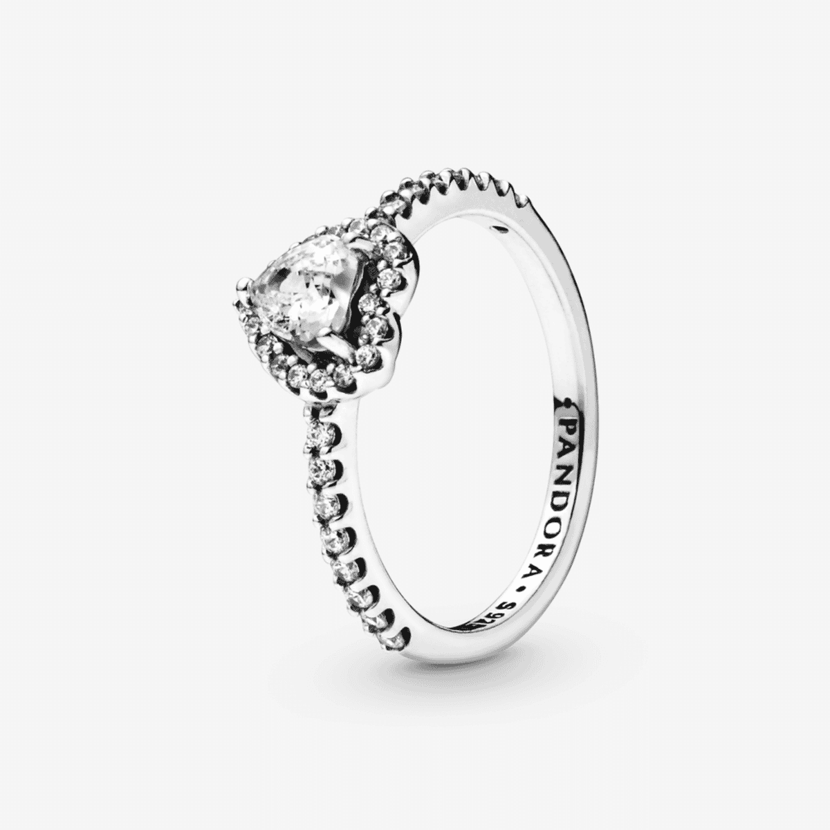 Anillo Pandora Corazón en Relieve en plata con cristal central y circonitas - 198421C01