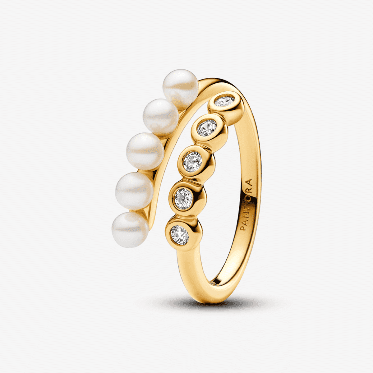 Anillo Pandora bañado en oro de 14k con perlas cultivadas de agua dulce y circonitas brillantes - 163146C01