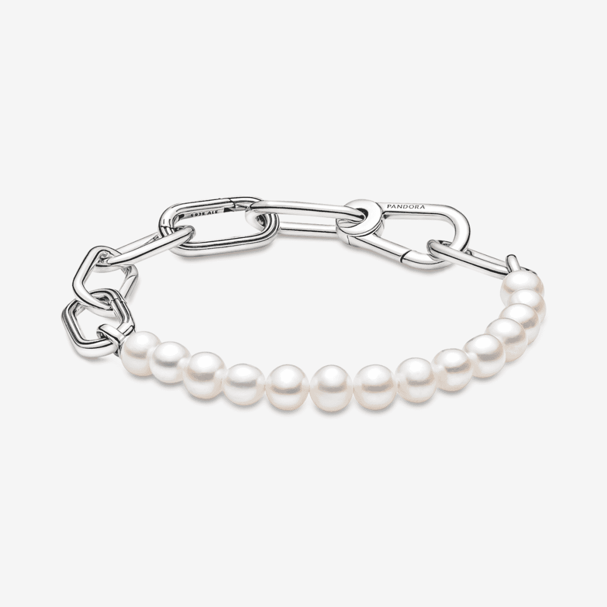 Pulsera Pandora ME en plata de ley con eslabones y perlas cultivadas de agua dulce - 599694C01
