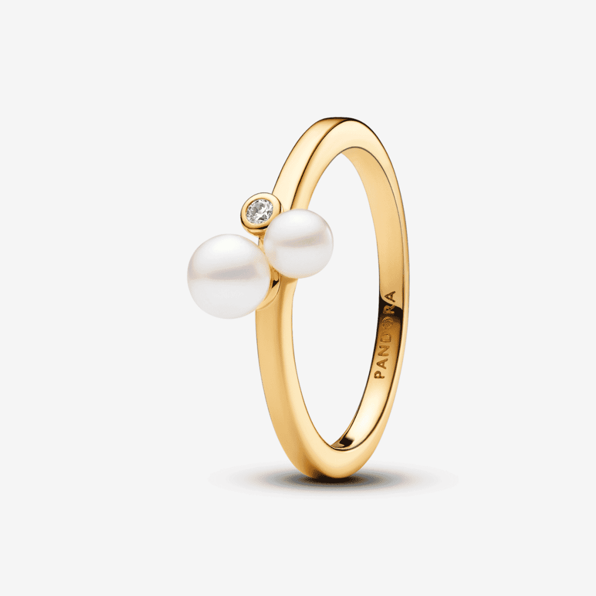 Anillo Pandora bañado en oro de 14k con dos perlas cultivadas de agua dulce y circonita - 163156C01