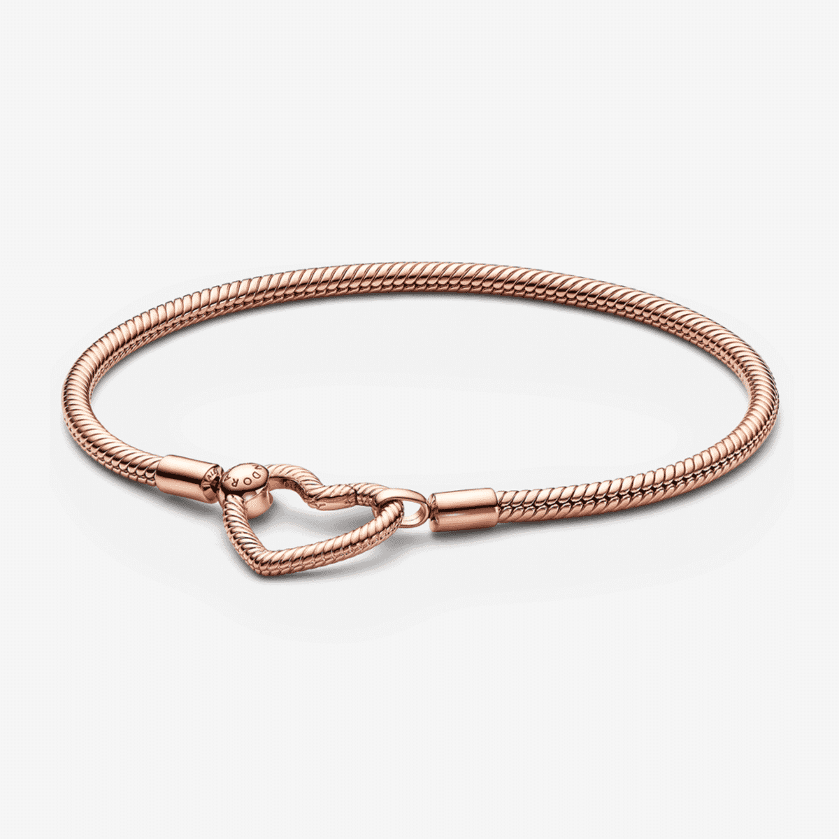 Pulsera Pandora Moments con cadena de serpiente y cierre de corazón en aleación chapada en oro rosa - 582257C00