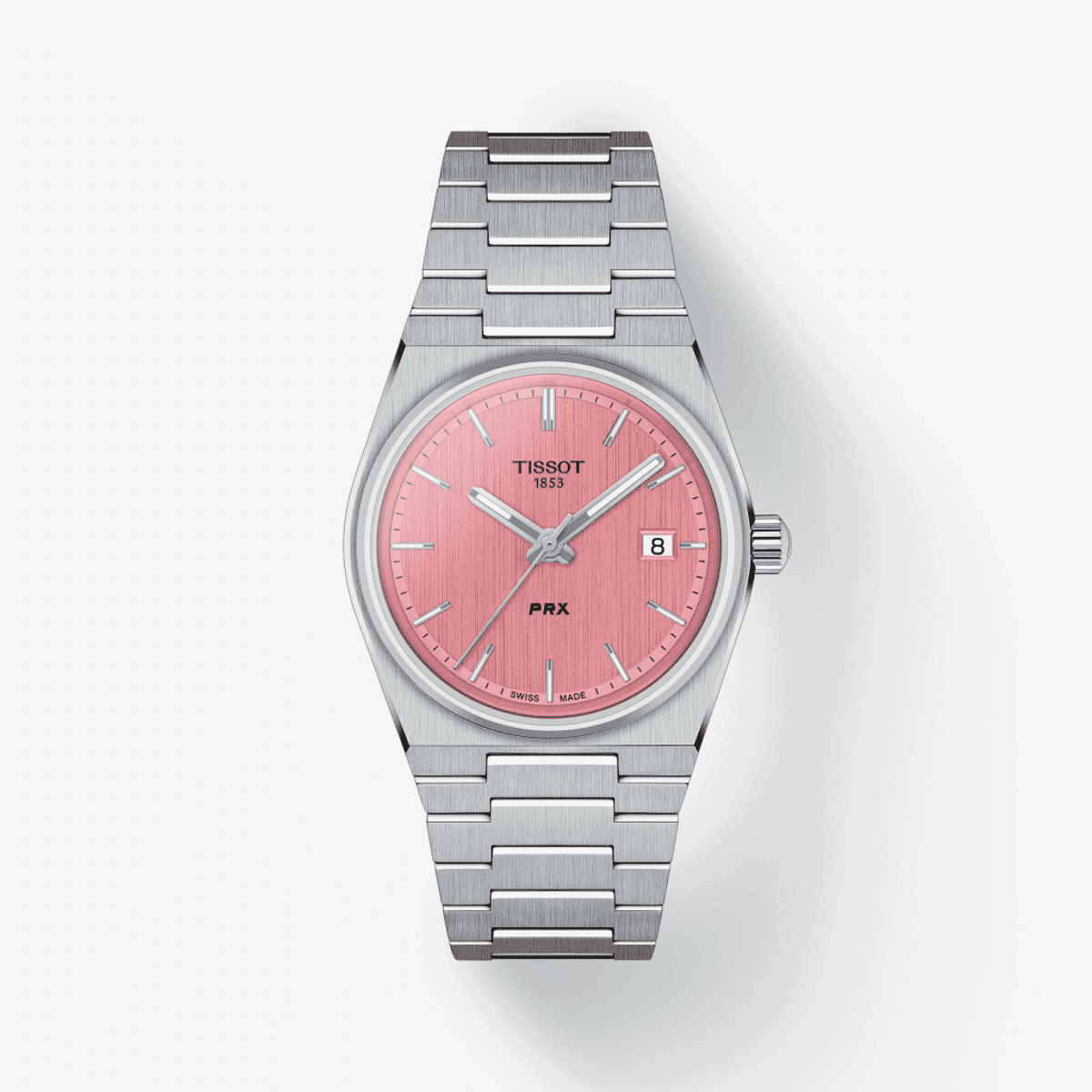 Reloj Tissot PRX 35mm con caja y brazalete de acero, esfera rosa - T1372101133100