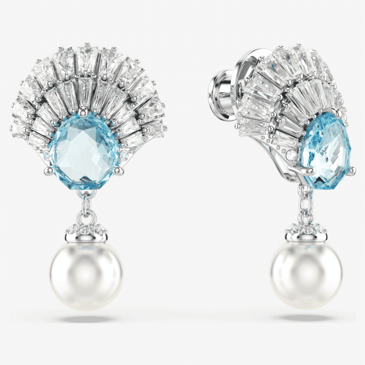 Pendientes Idyllia Swarovski con cristal azul, perla y baño de rodio - 5680301