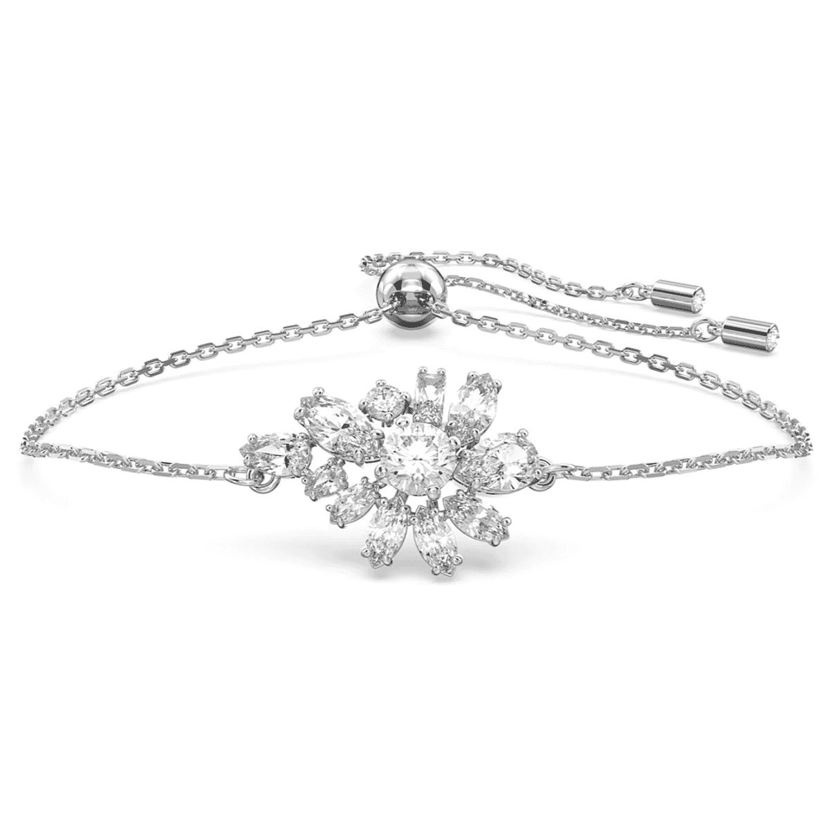 Pulsera Gema Swarovski con diseño floral en cristales y baño de rodio - 5644684
