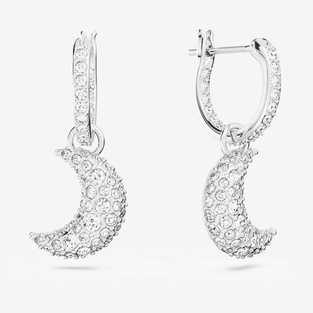 Pendientes Luna de Swarovski con cristales blancos y baño de rodio - 5666157