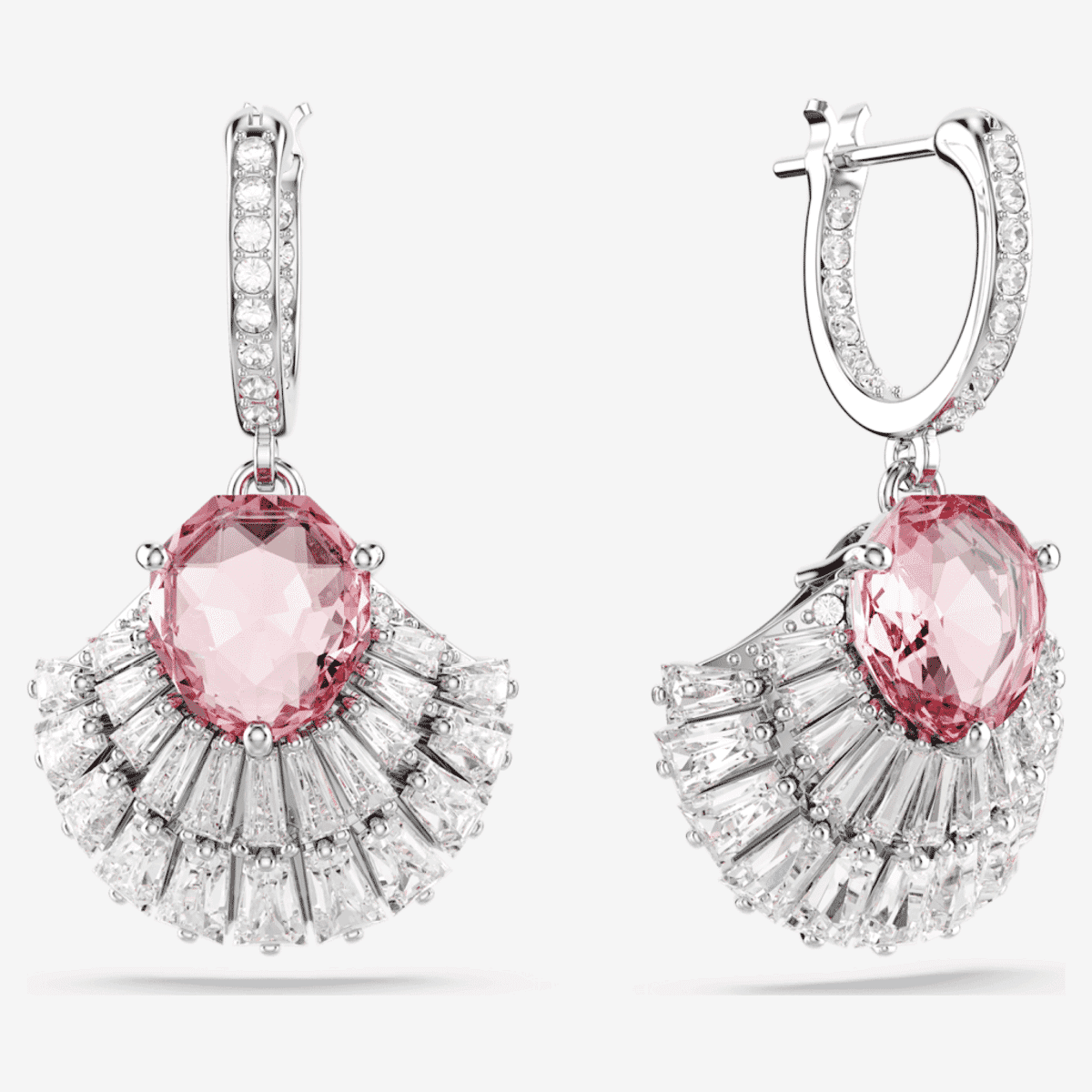 Pendientes Idyllia de Swarovski con cristales rosas y blancos, diseño caracola - 5680295