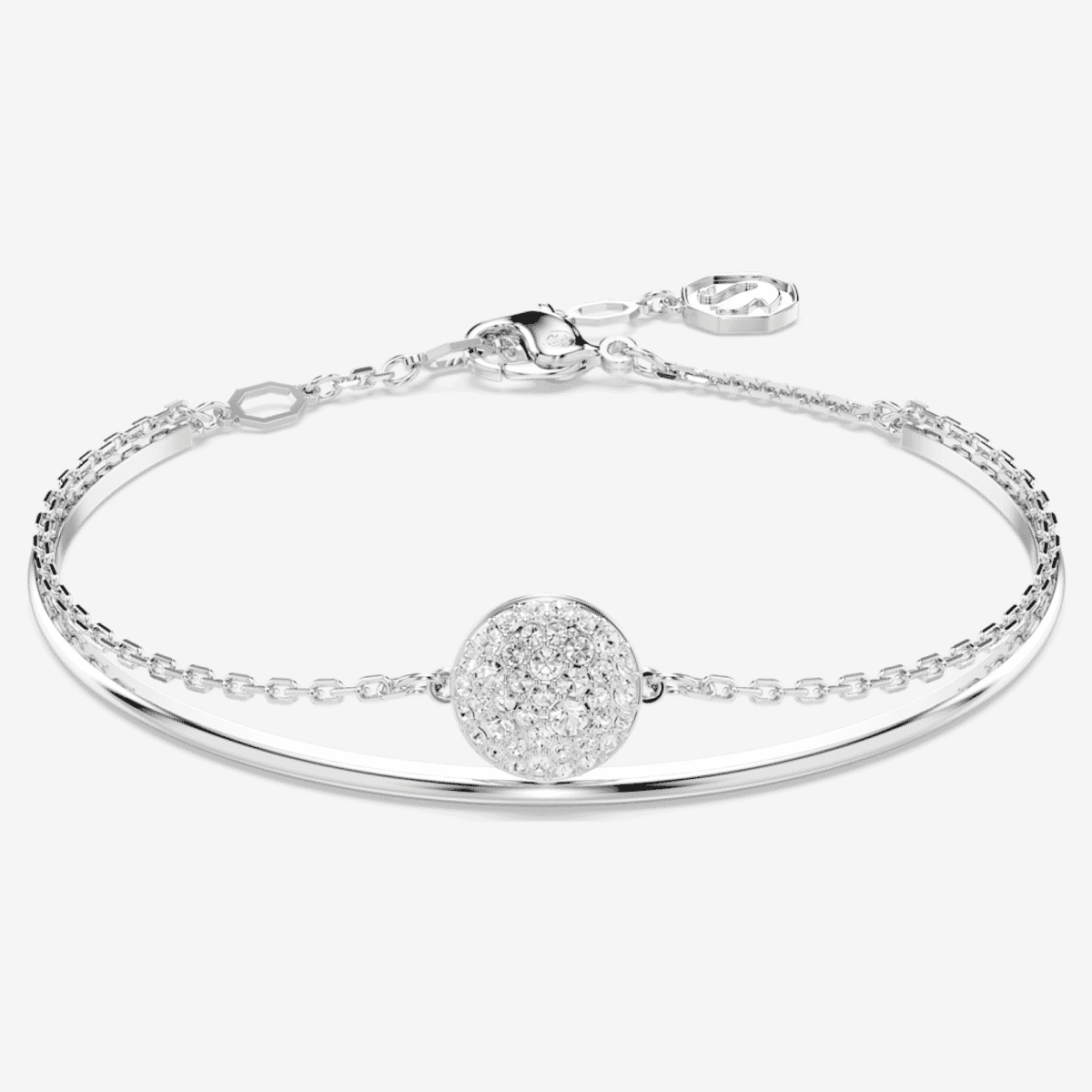 Brazalete Meteora Swarovski en baño de rodio con disco central de cristal - 5683447