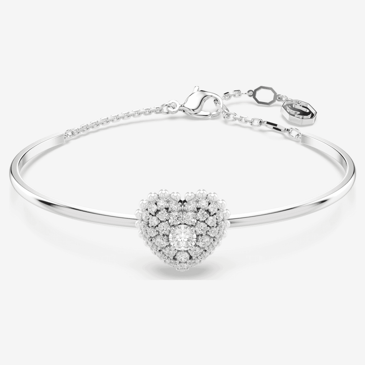 Brazalete Hyperbola Swarovski bañado en rodio con motivo de corazón en cristal - 5684385