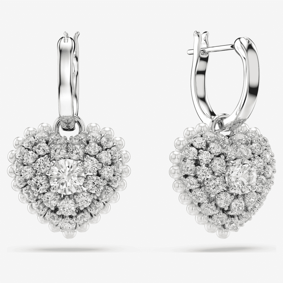 Pendientes Hyperbola Swarovski con baño de rodio y corazón de cristal - 5684384