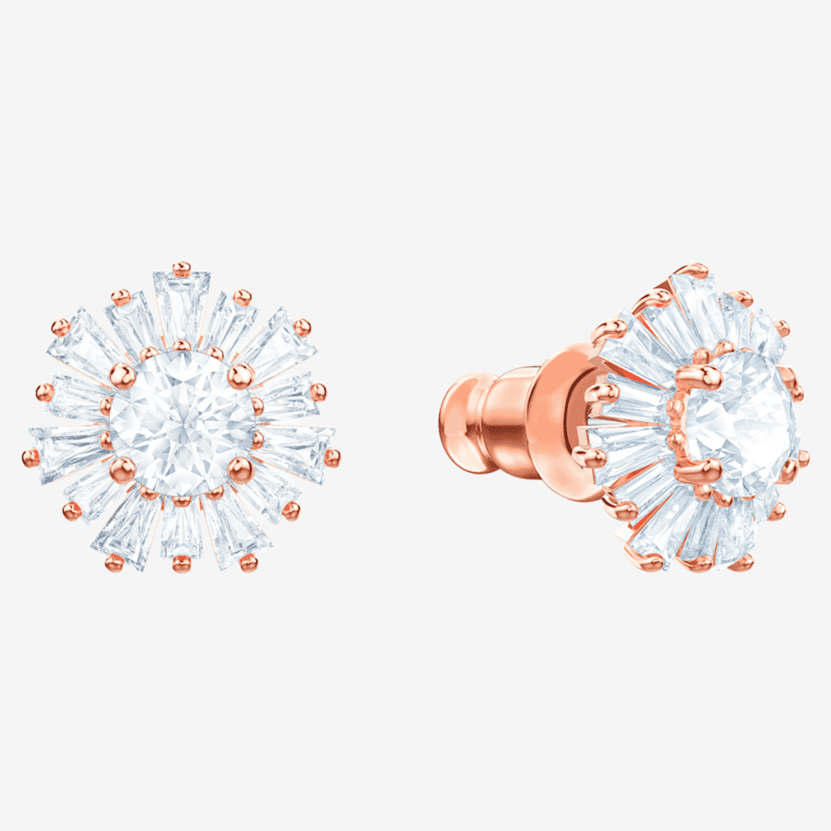 Pendientes de botón Sunshine Swarovski oro rosa con cristales - 5459597