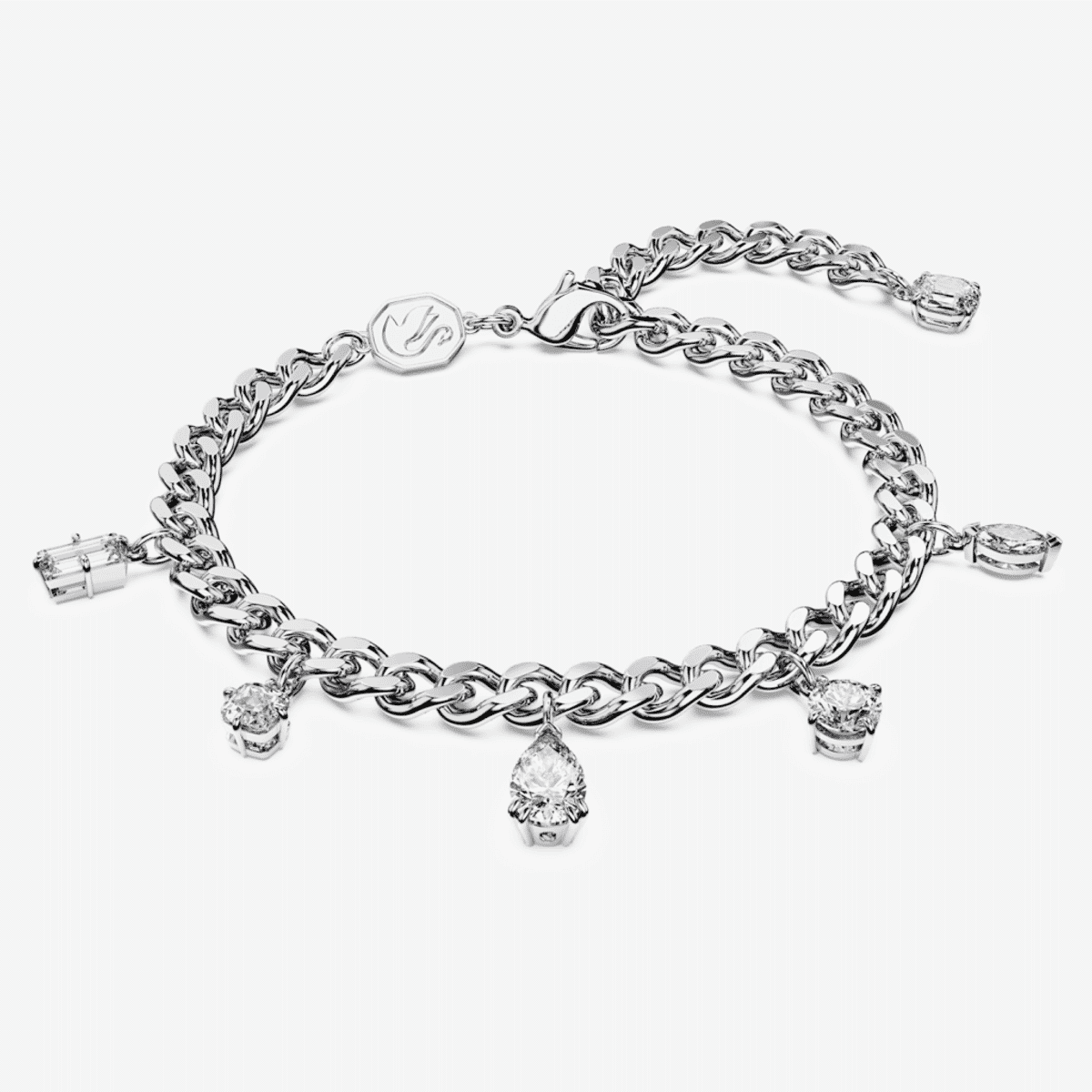 Pulsera Dextera Swarovski plateada con cristales colgantes - swa-5671184