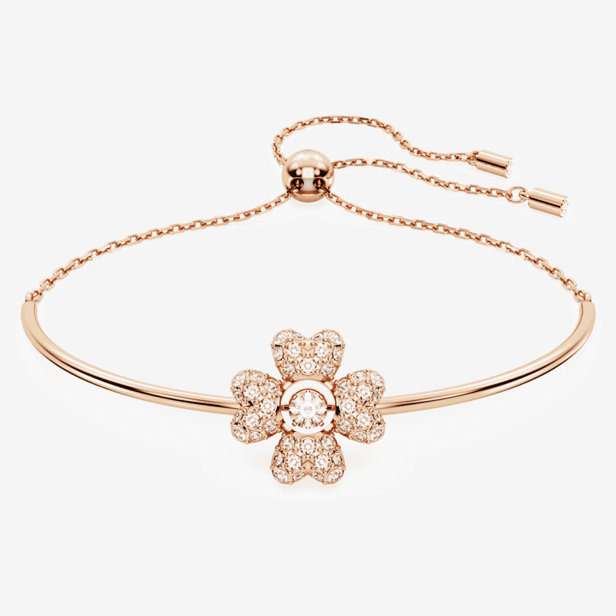 Pulsera Swarovski Idyllia con trébol de cristal y baño en tono oro rosa - swa-5674487
