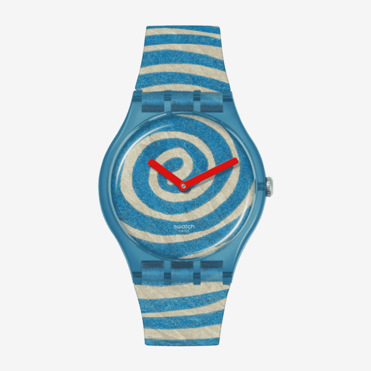 Reloj Swatch Bourgeois's Spirals con espiral azul y blanca en la esfera y correa a juego - SUOZ364