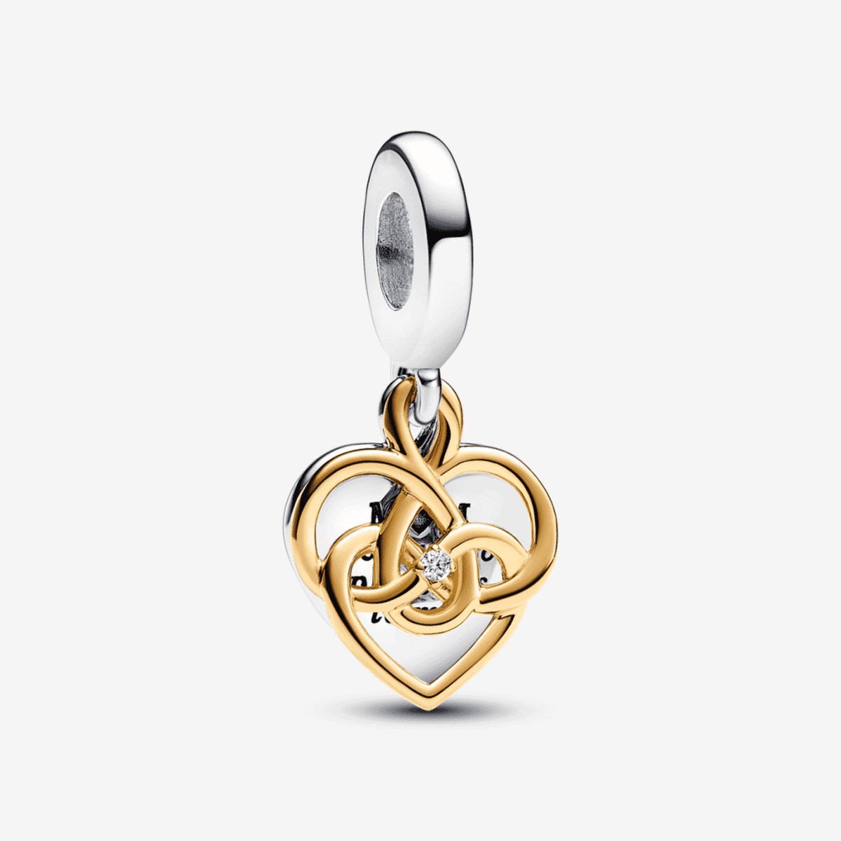 Charm colgante Pandora de plata y baño en oro con diseño de corazón y diamante sintético - 763237C01