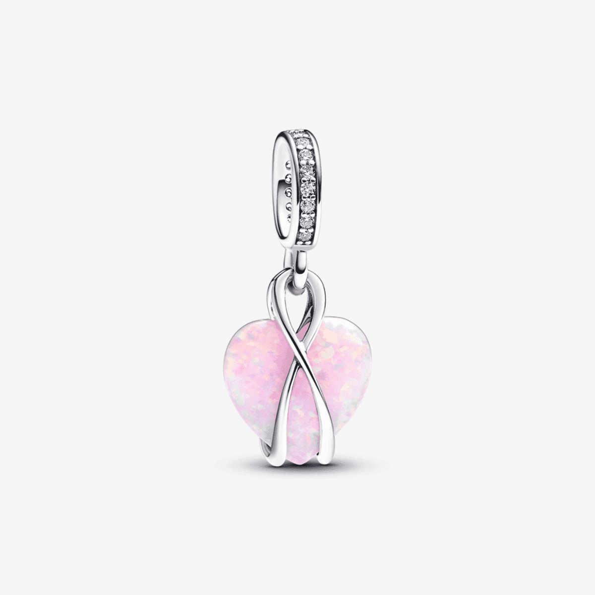 Charm colgante Pandora de plata con corazón opalescente rosa - 793202C01