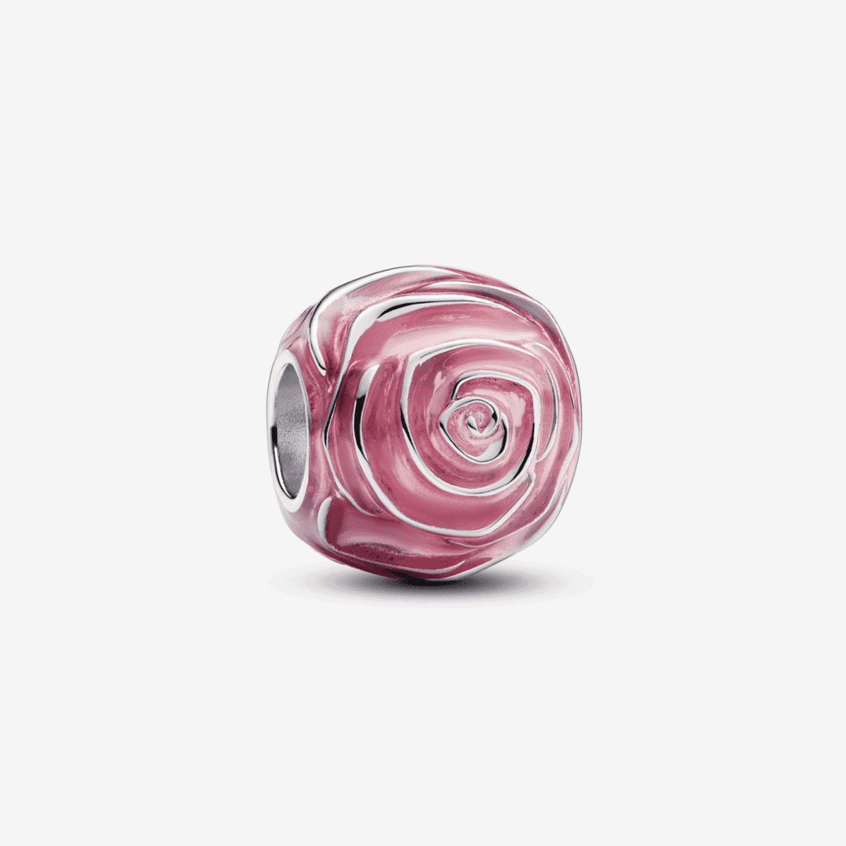 Charm Pandora de plata con rosa esmaltada en rosa - 793212C01
