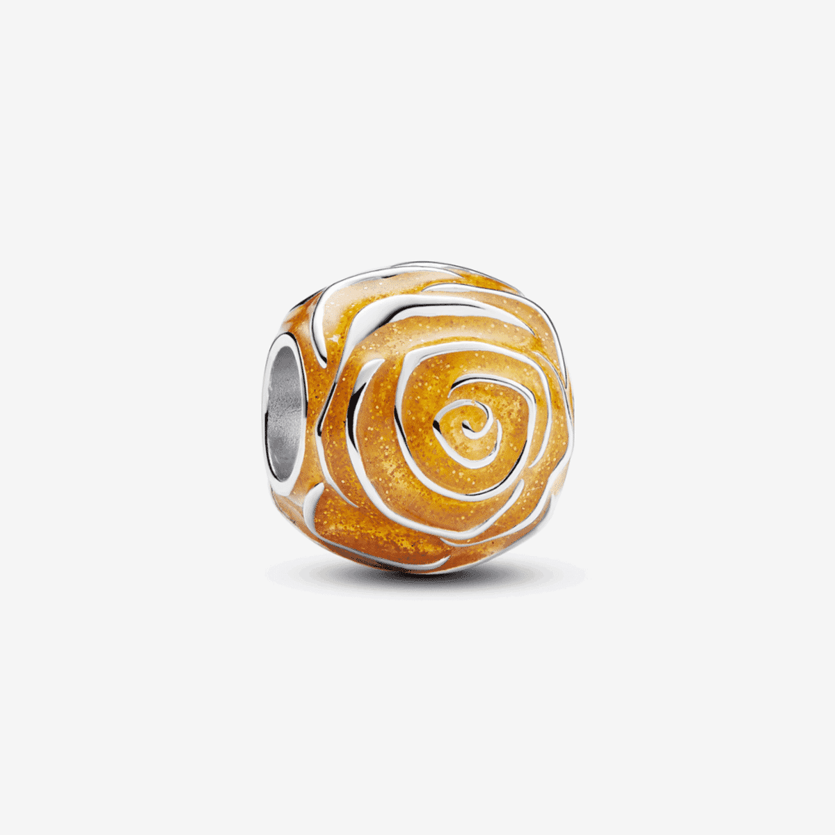 Charm Pandora de plata con rosa esmaltada en amarillo - 793212C02