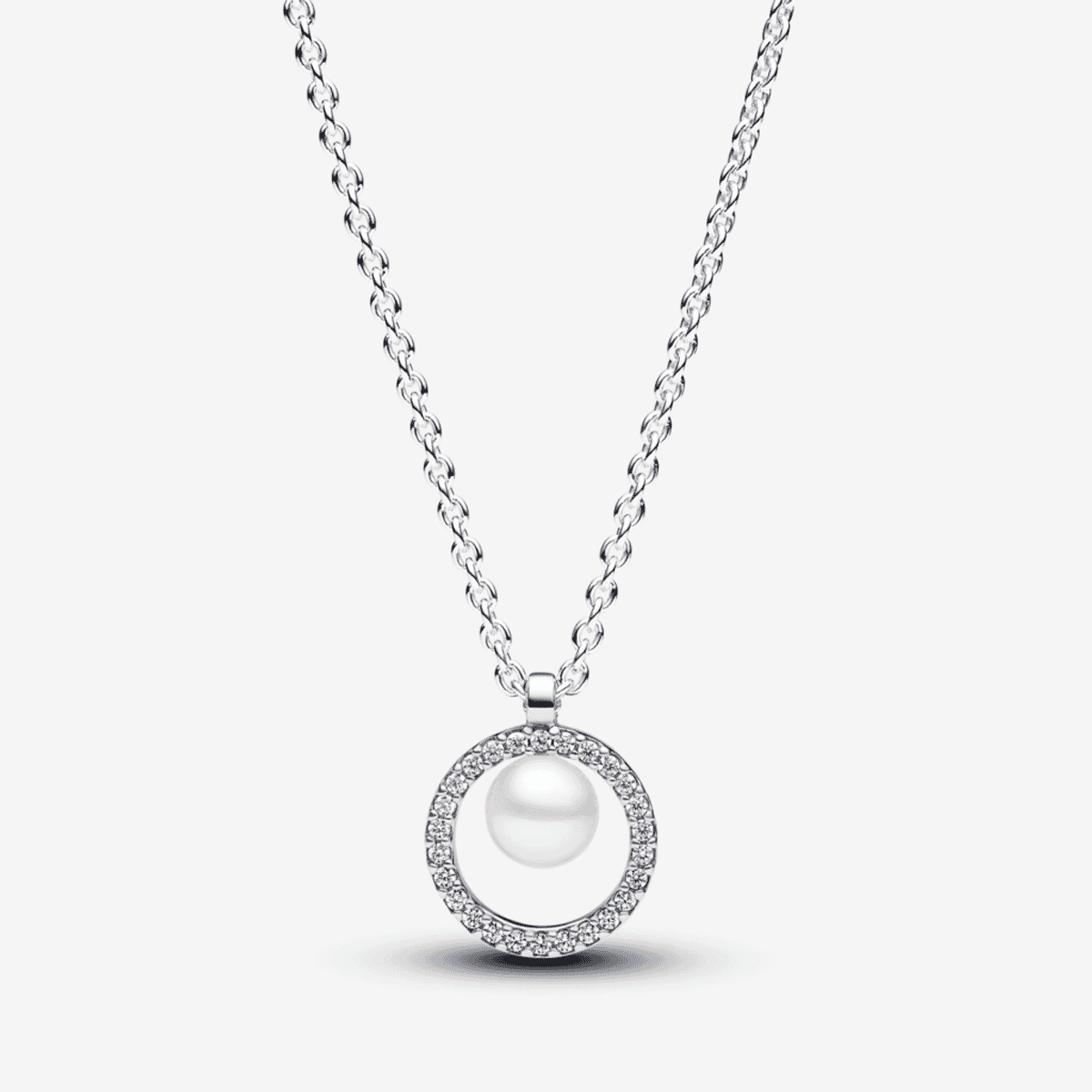 Collar Pandora Perla Cultivada de Agua Dulce y Pavé en plata de ley - 393165C01
