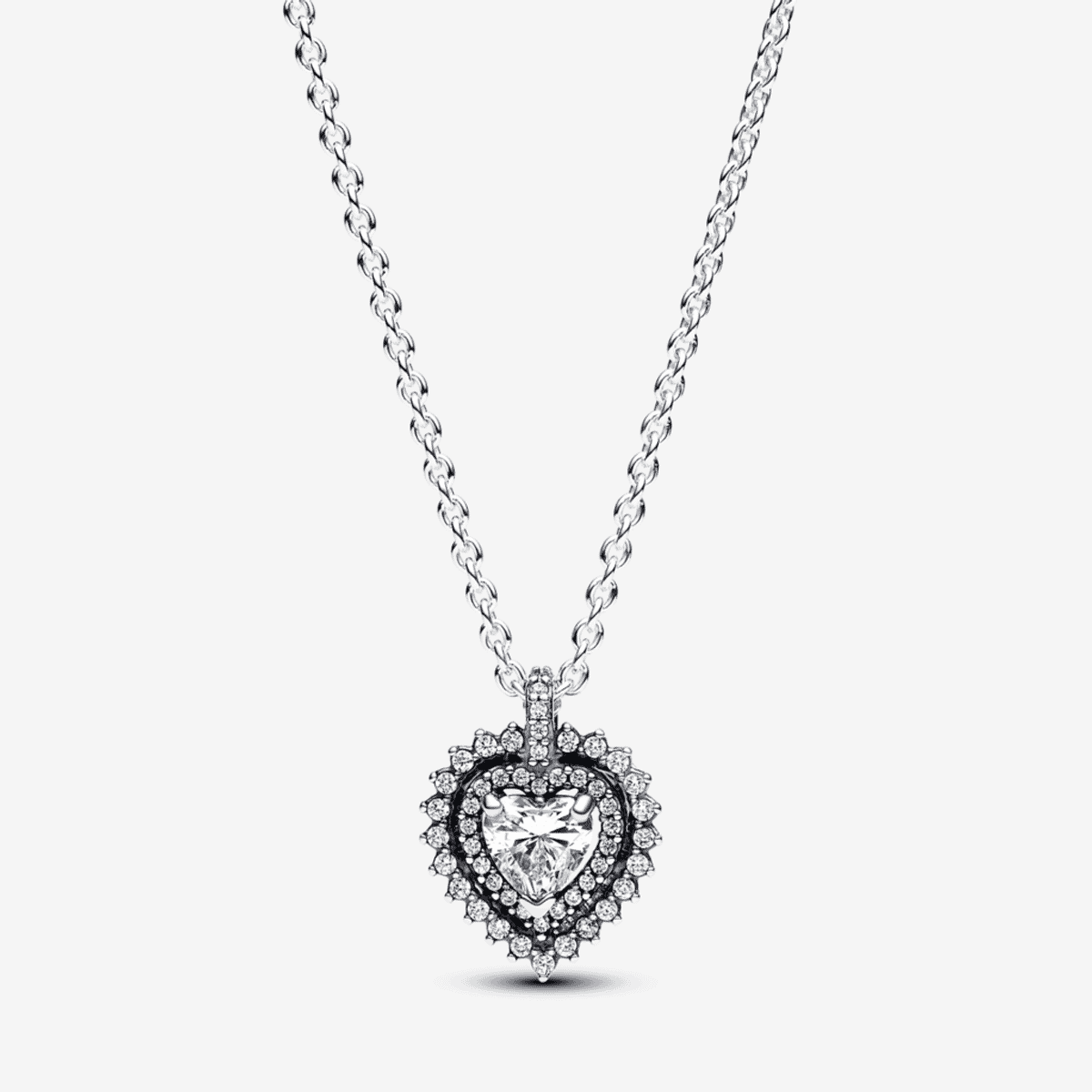 Collar Pandora Corazón Halo Brillante en plata de ley con cristales - 393099C01