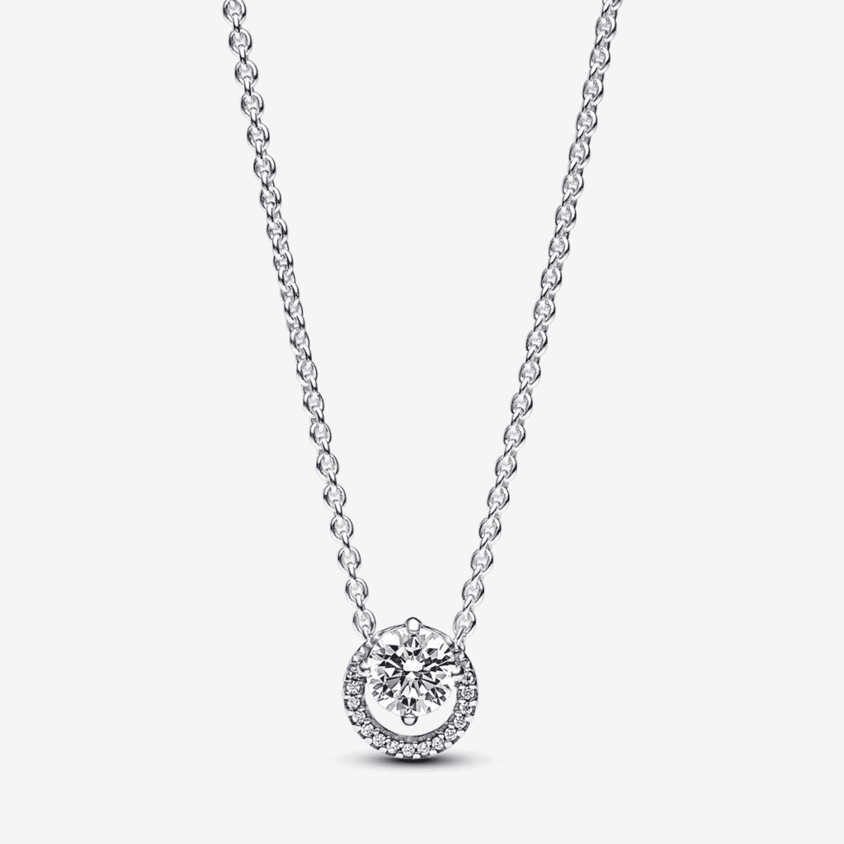 Collar Pandora Halo Redondo Brillante en plata de ley con circonitas, vista frontal - 391174C01