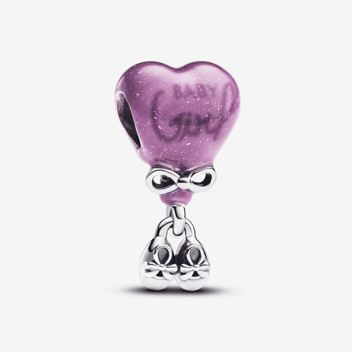 Charm Pandora Gender Reveal en plata con corazón rosa y vestido colgante - 793238C01