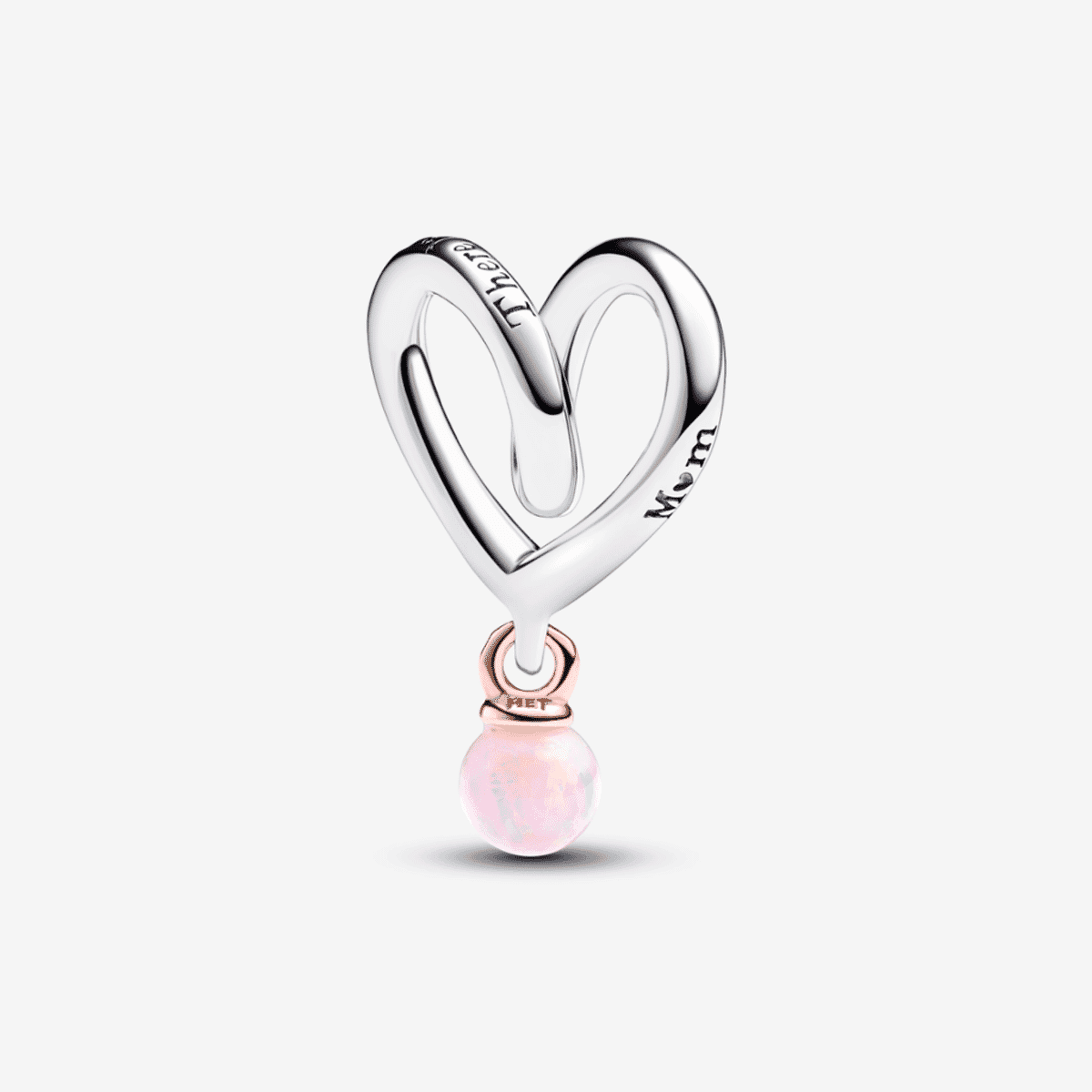 Charm Pandora Corazón en plata y oro rosa con perla rosada - 783242C01