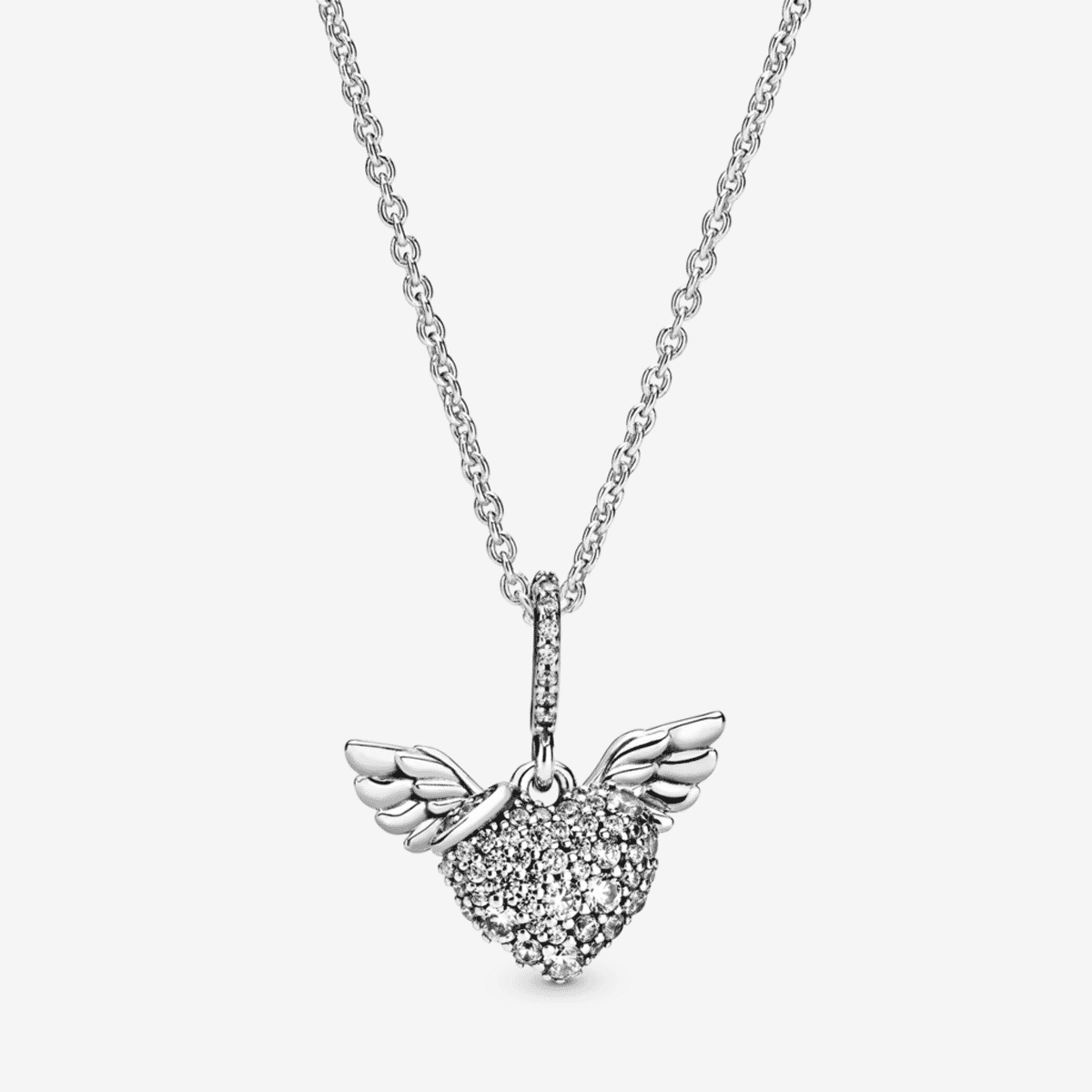 Collar Pandora Corazón y Alas de Ángel en pavé de plata de ley - 398505C01 Collar Pandora Corazón y Alas de Ángel en pavé de plata de ley - 398505C01