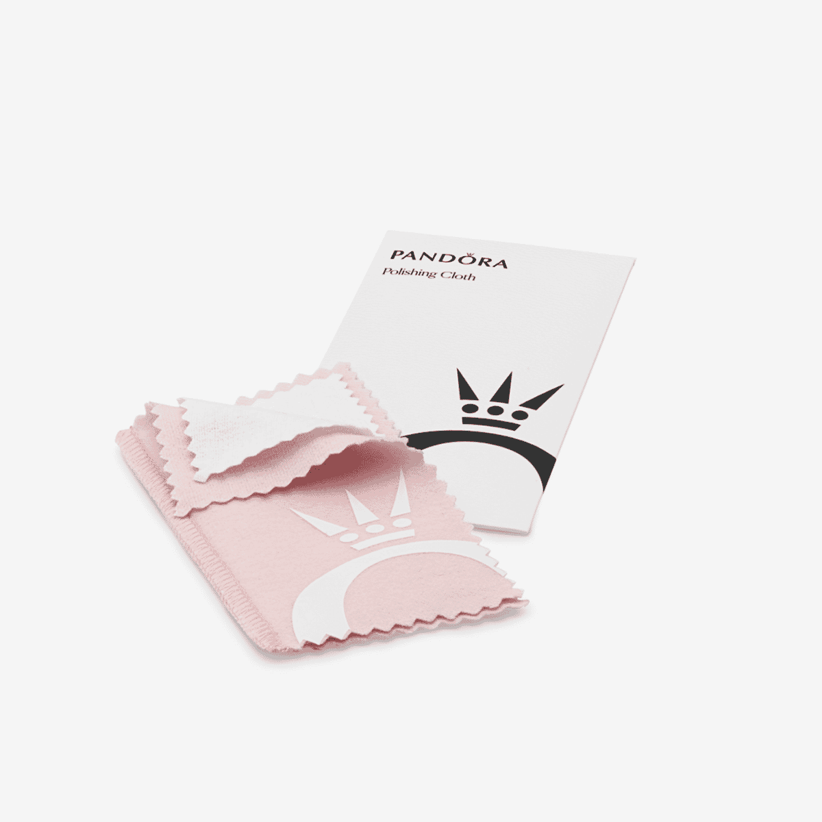 Paño de pulido Pandora de doble cara en rosa y blanco con logo - A001