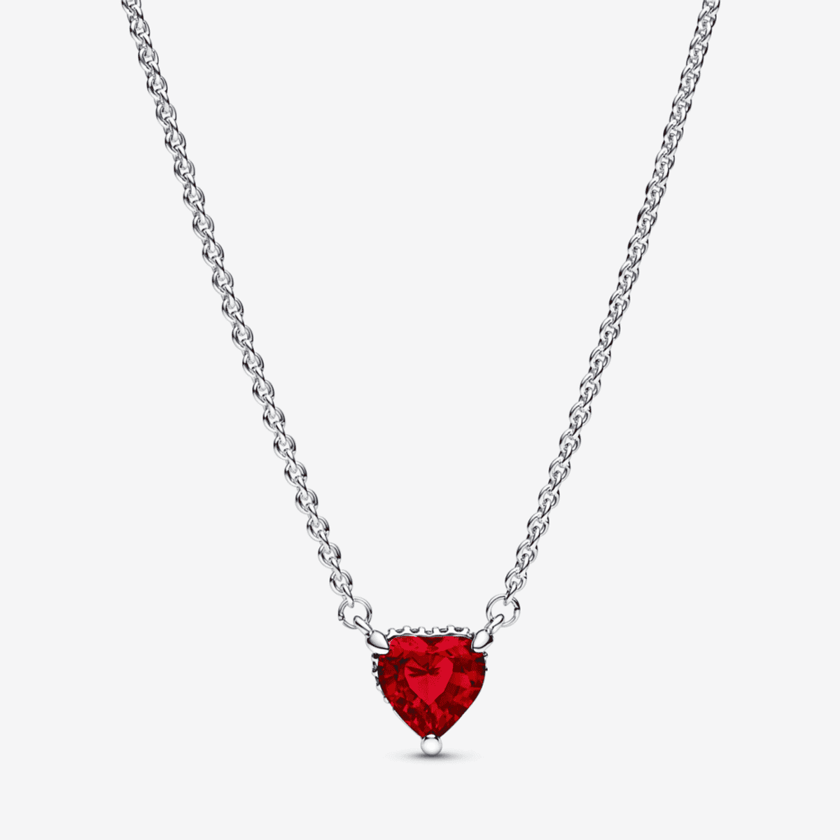 Collar Pandora Corazón Halo Brillante Rojo en plata de ley con cristal rojo - 392542C01