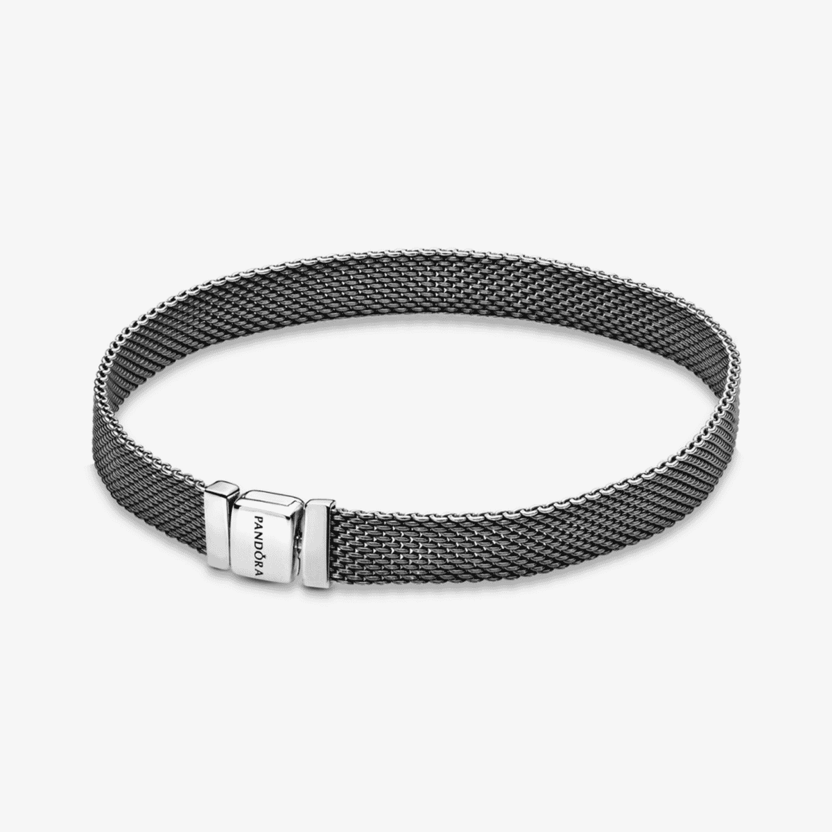 Pulsera de malla Pandora Reflexions en metal negro - vista frontal - 598400C00